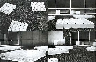 Organisation de l'espace de la cour du Lunds Konsthall - Suède - septembre-octobre 1967 - Jean-Michel Sanejouand
